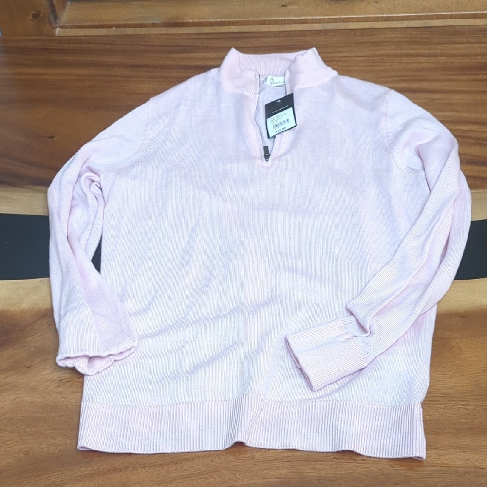 Capture Lightweight Wool Quarter Zip Pullover NWT Pink M